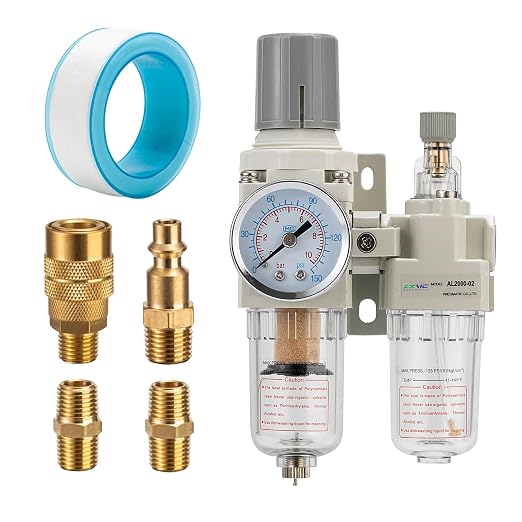1/4" NPT Compressed Air Filter Regulator Lubricator Combination Water/Oil Trap