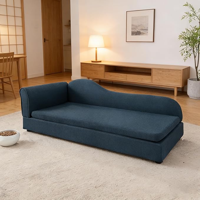 Oversized Pet Sofa Bed for Large Dogs, 55 Inch Modern Dog Couch with Orthopedic Memory Foam, Sturdy Furniture Style Pet Bed with Weight Capacity 220 lbs, (Blue-1)