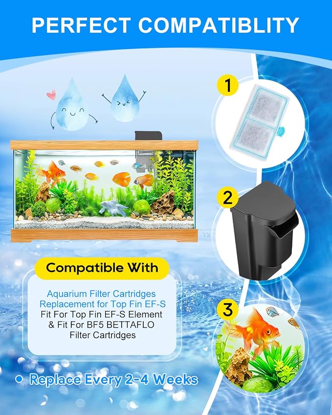 6 Pack Upgraded EF-S Fish Tank Filters Compatible