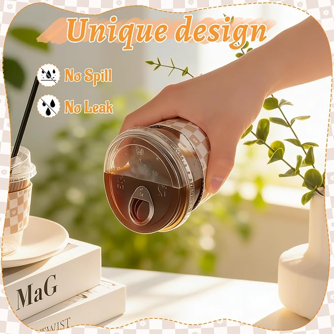 50 Sets 12 Oz Clear Plastic Coffee Cups