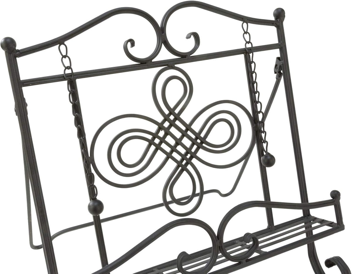 TRIPAR Swirl Design Black Metal Cookbook Stand for Cookbooks, Recipe Holders, Tablets, Catalogs, Portable, Adjustable, Free Standing