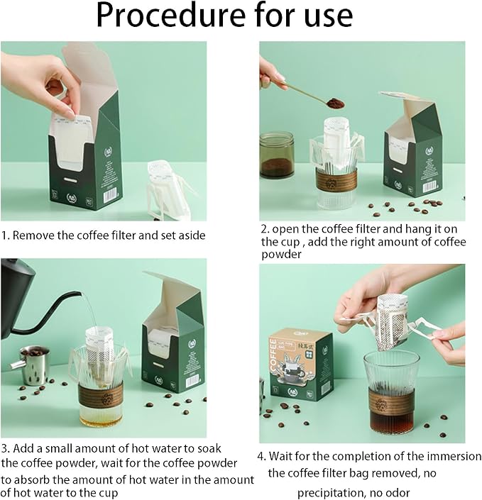 SZLYTYUN 50PCS Portable Coffee Filter Paper Hanging Ear Drip Coffee Single