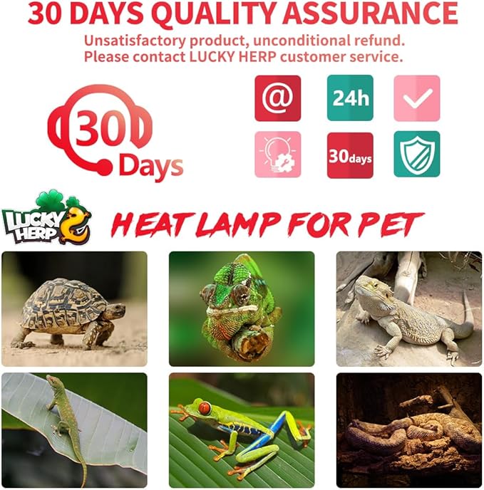 LUCKY HERP Infrared Heat Lamp 100W 2 Pack，Reptile & Amphibian Basking Spot Light Bulbs, Red Heat Lamp Bulbs for Reptiles, Bearded Dragon, Turtle, Lizard, Snake, Chicken