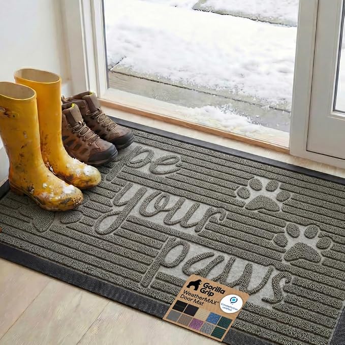 GORILLA GRIP 100% Waterproof All-Season WeatherMAX Doormat, US Designed Natural