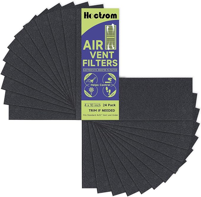24-Pack Air Vent Filter 4 x 10 Inch Activated Charcoal, Air Vent Floor Heater