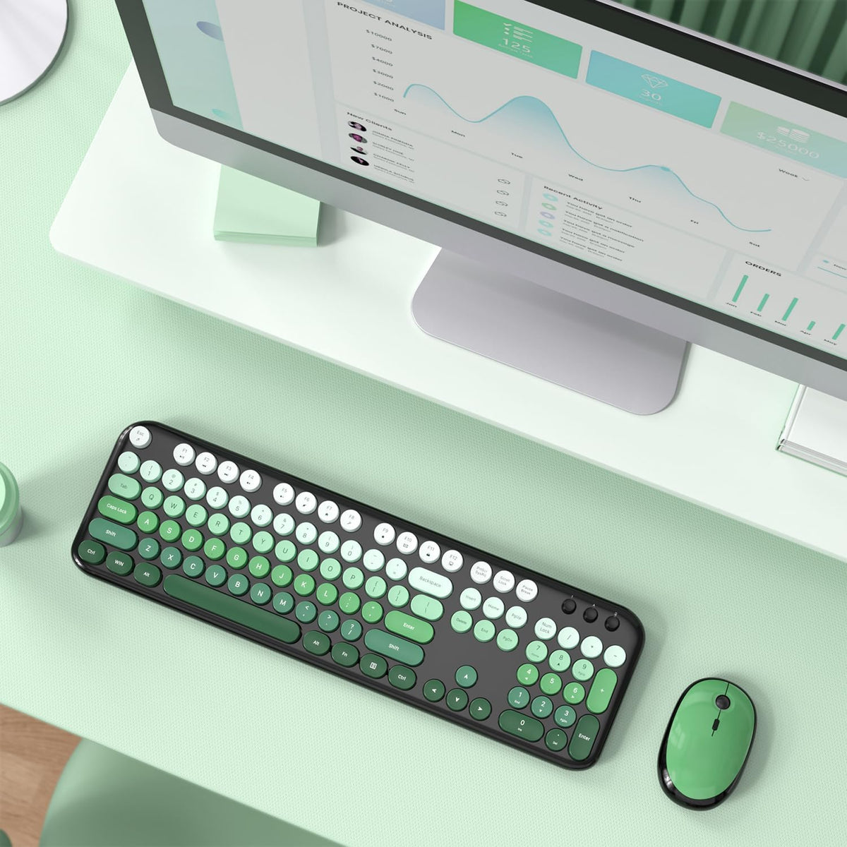 MOFII Wireless Keyboard and Mouse Combo,2.4G Typewriter Keyboard Quiet Mice