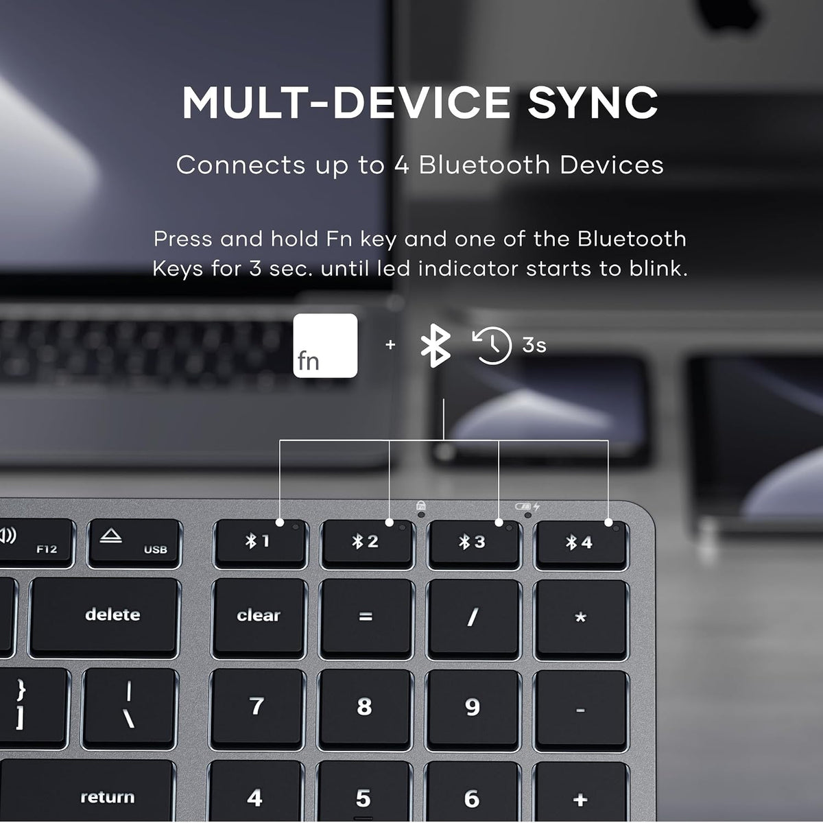 Satechi Slim X2 Bluetooth Backlit Keyboard, Multi-Device Sync, Space Gray
