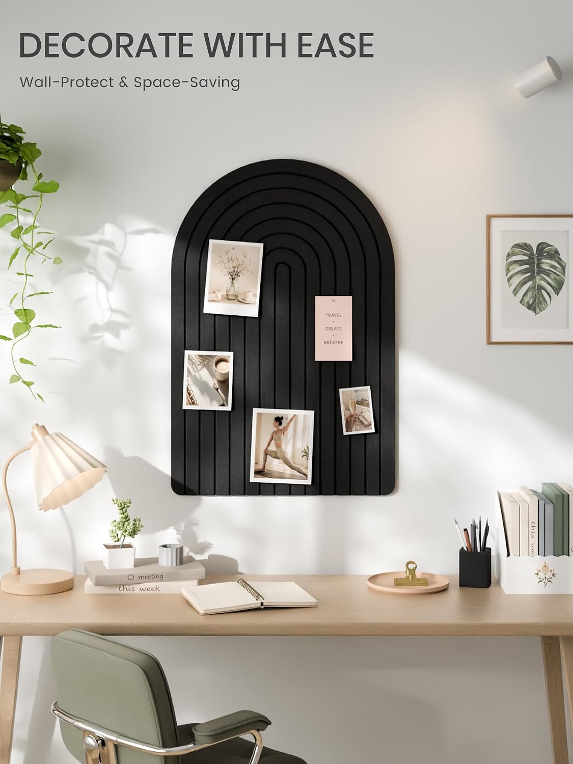 Large Arched Felt Bulletin Board 35.4''×23.6'', Black