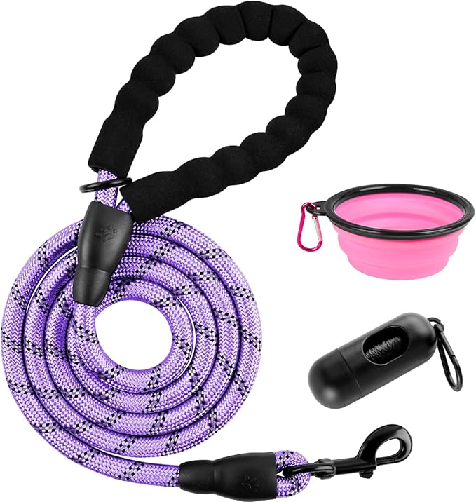 BARKBAY Dog Leashes for Large Dogs Heavy Duty Dog Leash 4/5/6 FT with Comfortable Padded Handle and Highly Reflective Threads for Medium Large Dogs Walking Training Running (6FT-1/2,Violet Purple)