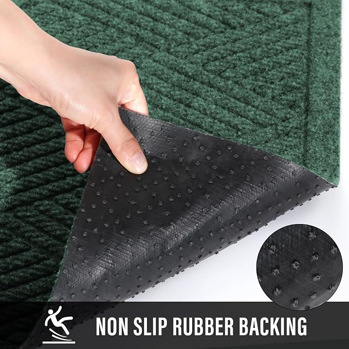 HIYARD Sturdy Front Door Mat, Absorbent Muddy Dirt Resist Welcome Door Mats