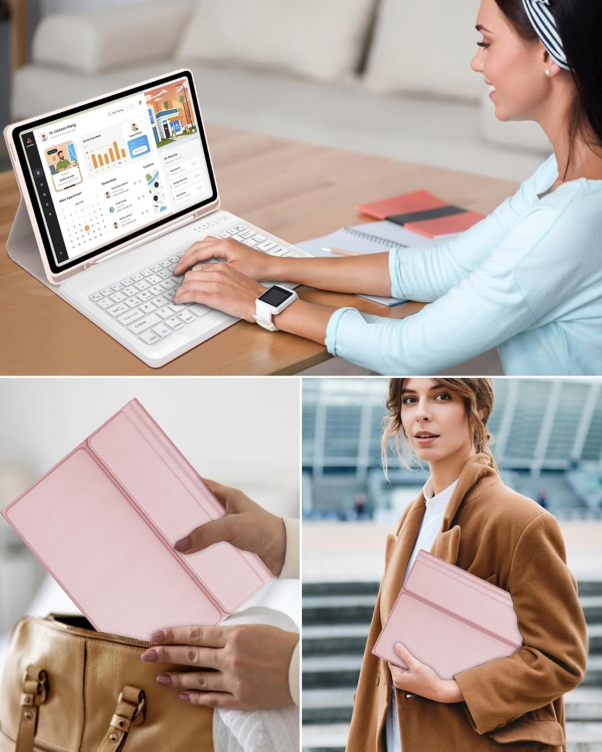 Keyboard Case for Samsung Galaxy Tab S10 Lite/ S10 FE/ S9 FE 5G 10.9 Inch/S9 11 Inch, Magnetic Detachable Wireless Tablet Keyboard, Soft PU Leather Case, Folio Protector Cover with S Pen Holder