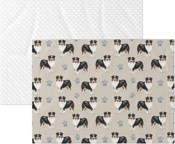 Reversible Pet Blanket for Easy Cleaning Maintenance, Australian Shepherd, Double Sided Plush Dot Design Means Double Use Between Washes for Convenience