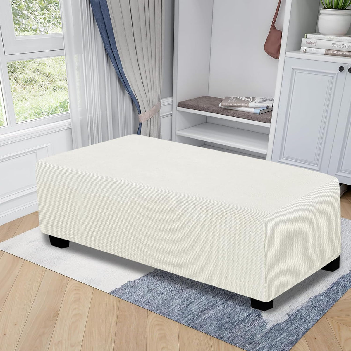 Easy-Going Stretch XX-Large Rectangle Ottoman Cover Cream