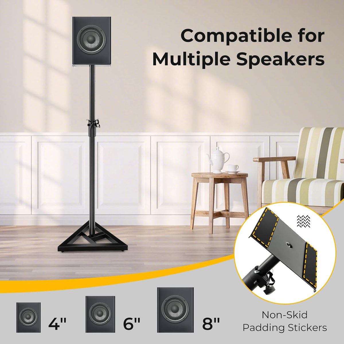 S AFSTAR Speaker Stands Pair, Height Adjustable Floor Speaker Stands with Cable Management, Surround Sound Speaker Stand for Bookshelf Speakers, Universal Studio Monitor Stands for Home & Office