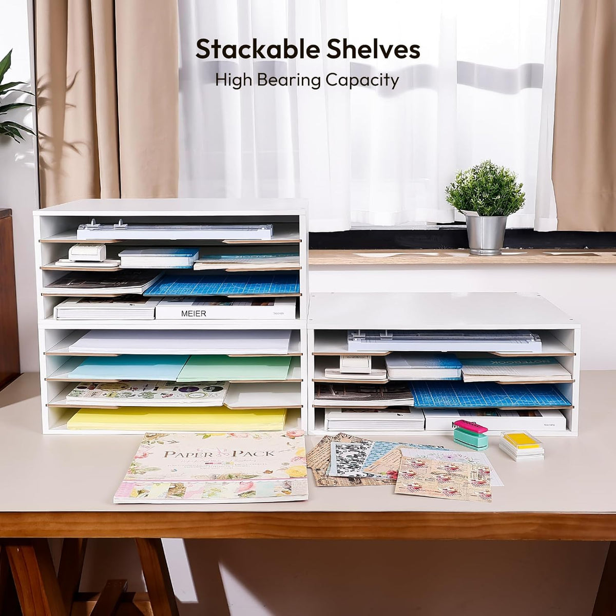 Yumkfoi 12x18 Construction Paper Organizer, 4-Tiers Paper Storage Shelf