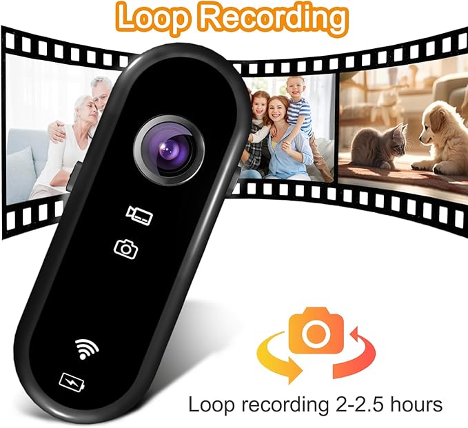 HD 1080P Pet Camera Collar with Video Record, Wireless Mini Sport Cam Built in WiFi, Small Body Action Cameras for Pet Supplies/Cycling/Travel/Walking
