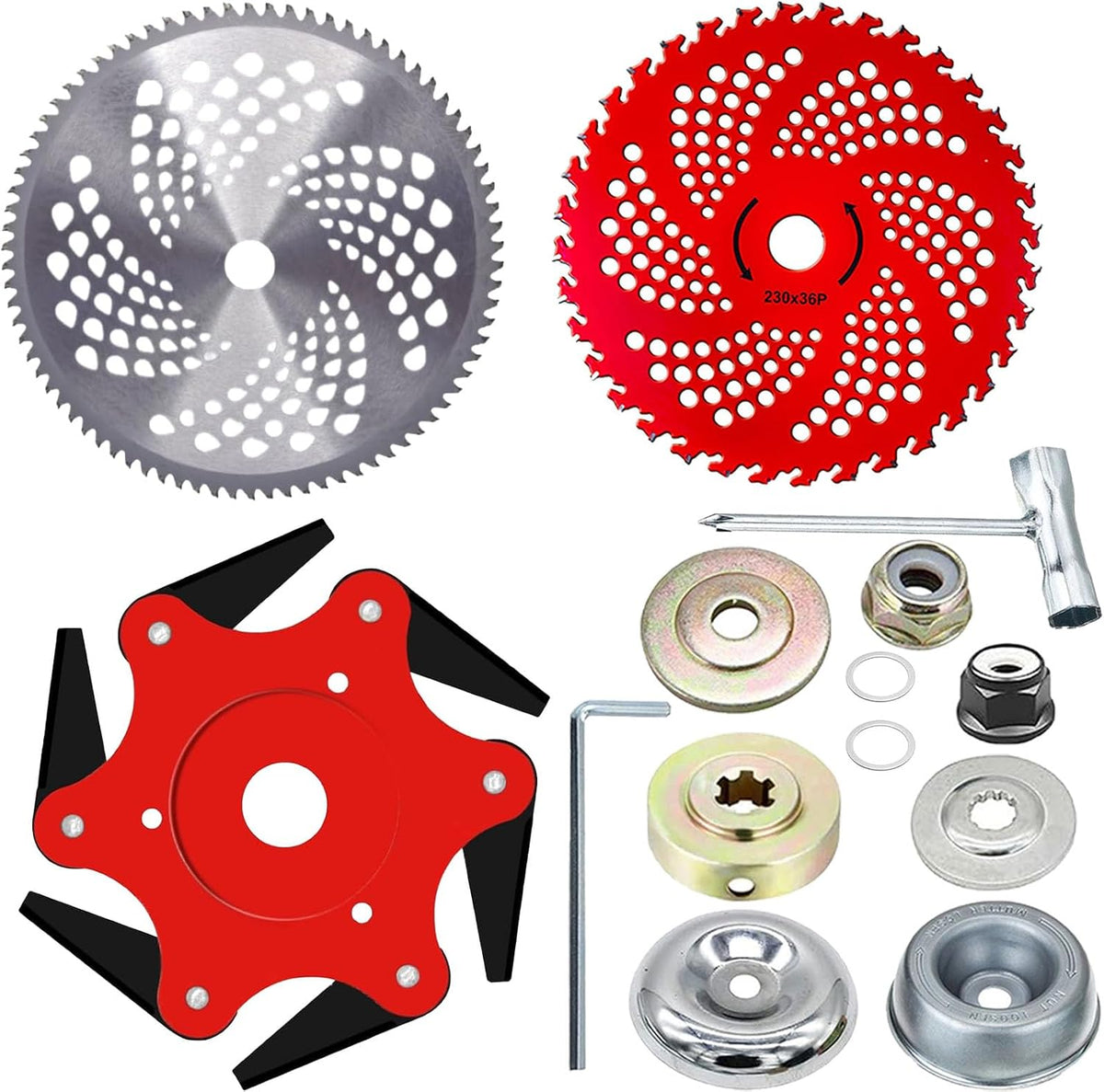 Brush Cutter Blade Set with Adapter Kit, 3 PCS