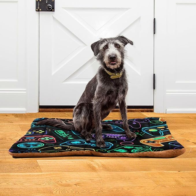 Colorful Video Game Controllers Dog Bed Cat Bed, Rectangle Comfortable Pet Bed, Ultra Soft Calming Dog Bed for Small Medium Large Dogs, 36x24in