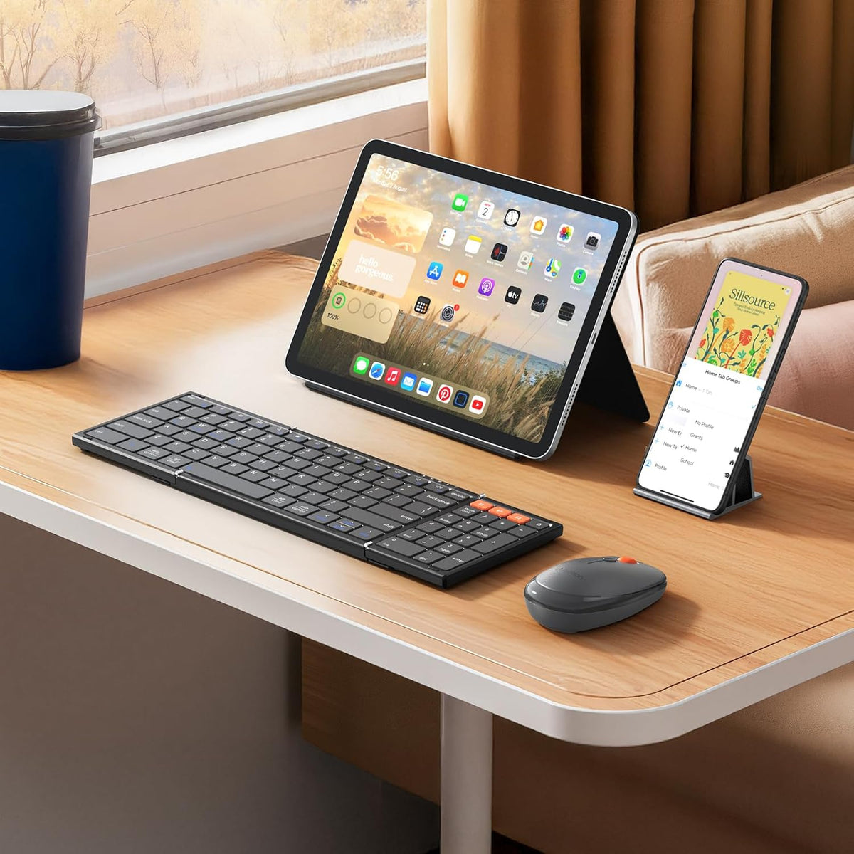 MEETION Foldable Keyboard and Mouse, 2.4GHz/Bluetooth Portable Set