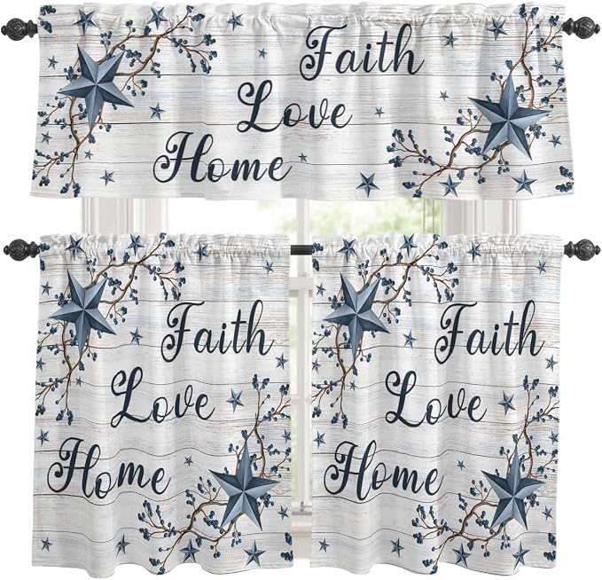 Farmhouse Kitchen Curtains Set 3 Piece