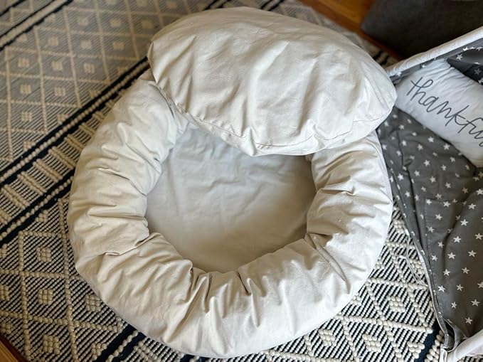 Organic Cotton Canvas Dog Bed: Removable Cover, Natural Fill - Made in USA (Natural, X Large 42" x 8" inches)
