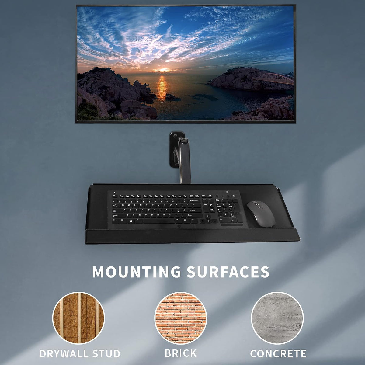 VIVO Single Monitor Wall Mount with Keyboard Tray for 17 to 32 in Screens