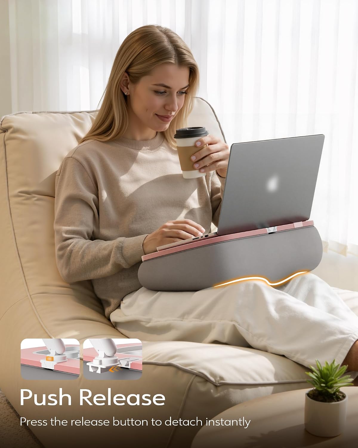 LULULOOK 2-in-1 Lap Desk & Kindle Pillow Stand with Beanbag