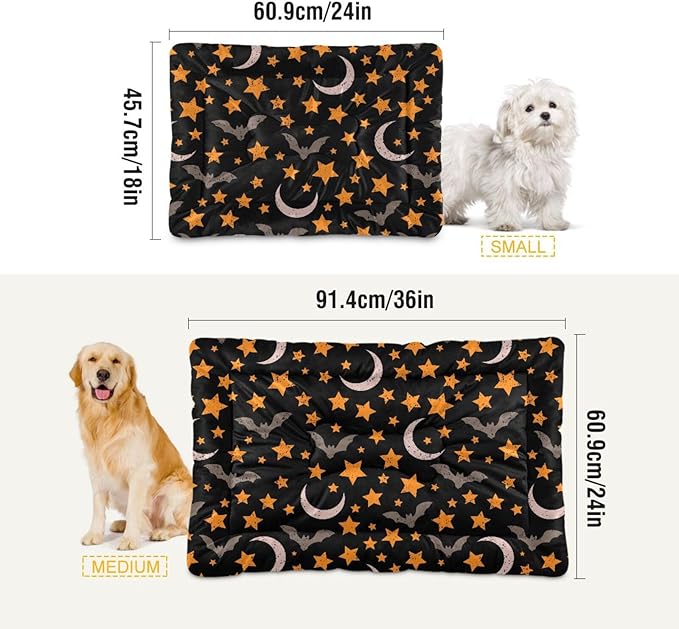 Halloween Moon Night Sky Bats Pet Bed Cute Dog Bed Mat Absorbing Non Slip Pad Pet Sleeping Mat for Small, Medium, and Large Dogs Puppy Cat 24 in x 18 in