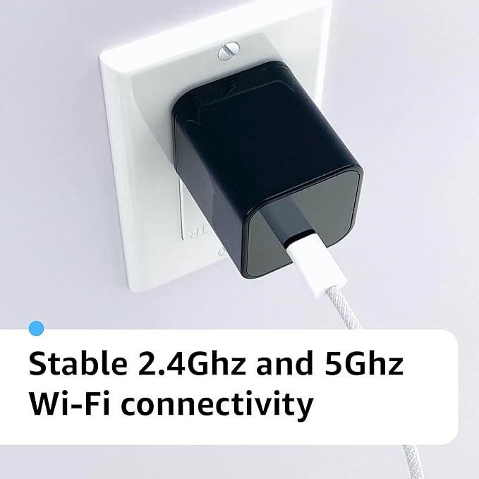 ALPHA TECH WiFi Smart Camera Charger with Premium Wide-Angle 160° – Live Remote View – 2.4G/5G WiFi – Best Mini Type‑C Plug Camera for Pets & Home – Real Time Monitoring - iOS Android App
