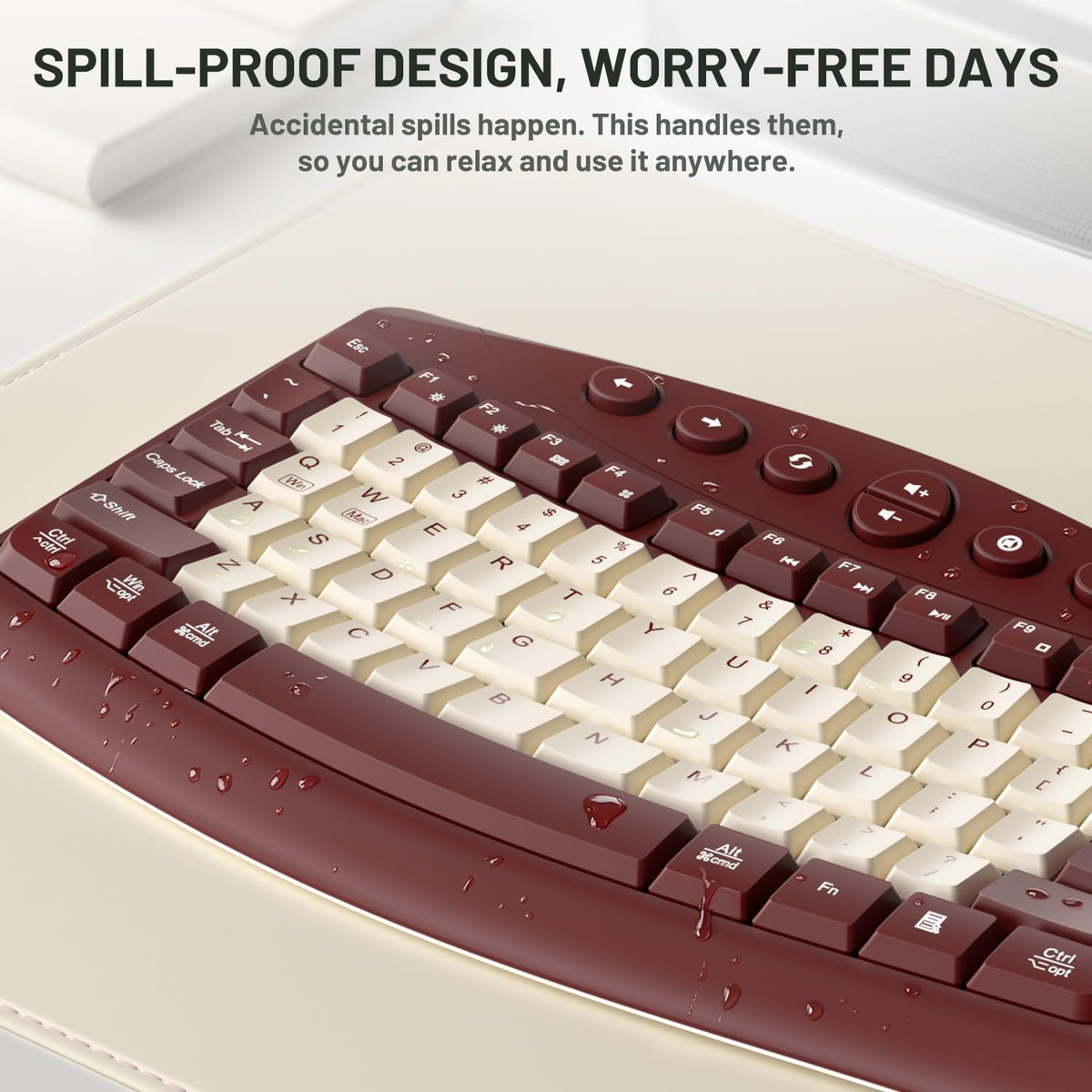 Wireless Keyboard and Mouse Combo Silent Ergonomic Curved Design for Office