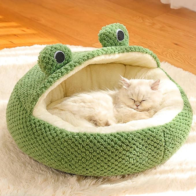 Naisicore Plush Frog Donut Cat & Dog Bed, 40cm/15.7inch, Winter Warm, Soft Detachable, Small Dogs & Cats (Style 2)