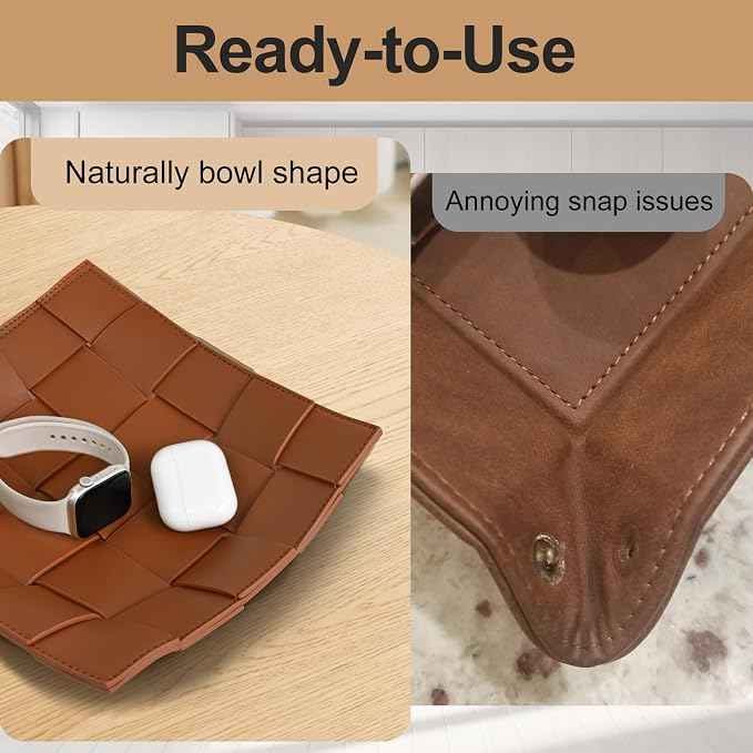 Valet Tray PU Leather Key Holder Bowl