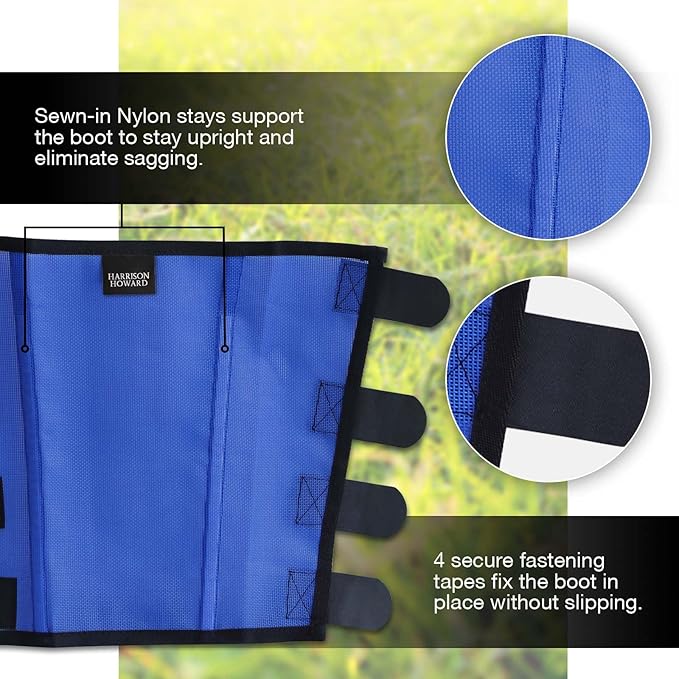 Harrison Howard Loose-Fitting Horse Fly Leggings Breathable, Tear-Resistant Fine Mesh Leg Guards Stay-on Comfortable Fly Boots (Set of 4) Blue Mini
