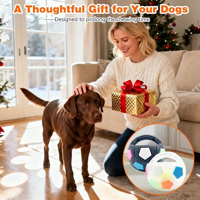 Dog Calming Ball with Handle, Interactive Ball for Pet Dogs Playing, Built-in Yellow Tennis Balls and Squeaky Sound for Small Medium Large Dogs (Black Without Tennis Balls)