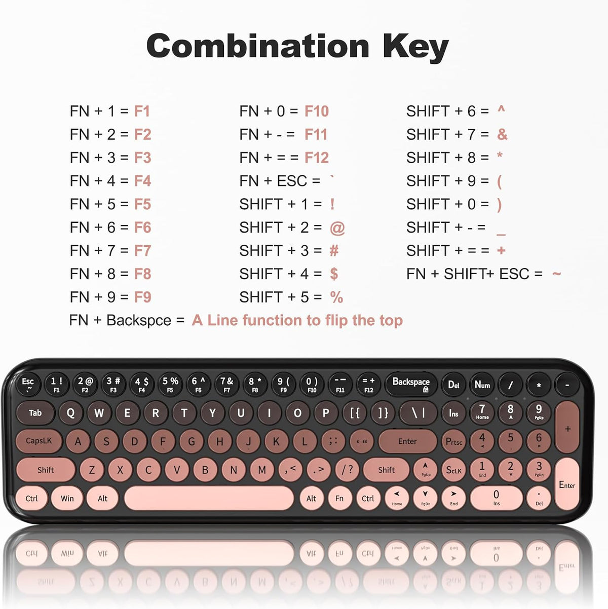 MOFII Wireless Keyboard and Mouse Combo, Compact Small Keyboard with Large Print, 2.4GHz Retro Typewriter Keyboard, Quiet Click Mouse for PC, Laptop, Desktop, Windows (BlackBerry Gradient)