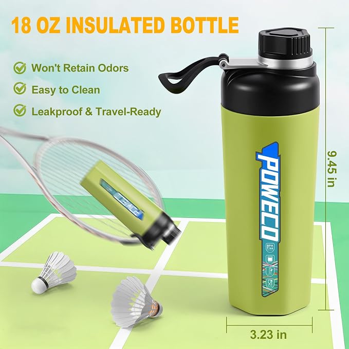 Ceramic Lined Water Bottle, 18 oz Insulated Travel Mug