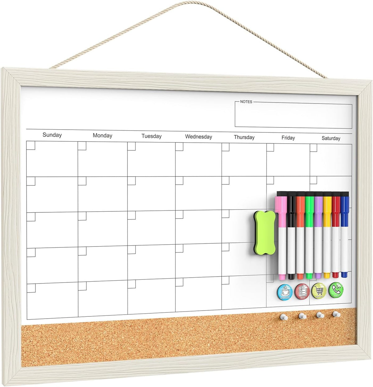 Tankee Whiteboard Calendar, 24x18 Hanging Dry Erase Calendar for Wall