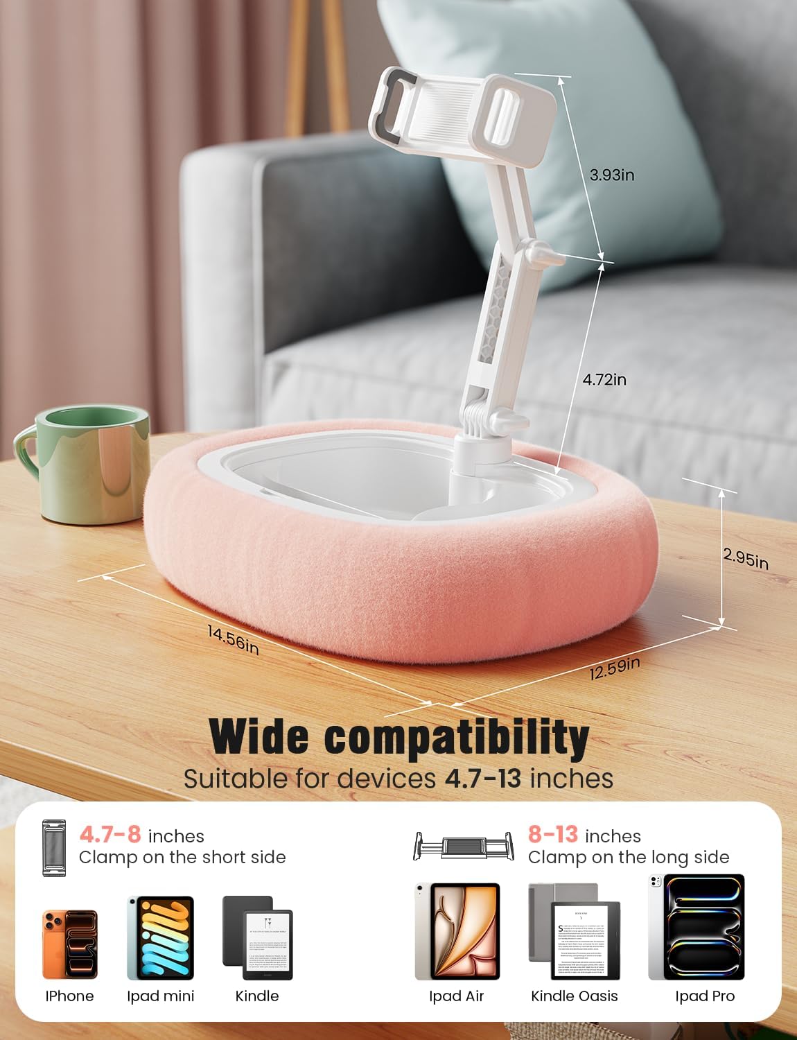 TAZENI Kindle Tablet Pillow Stand Accessories for Bed Reading, with 3 Trays