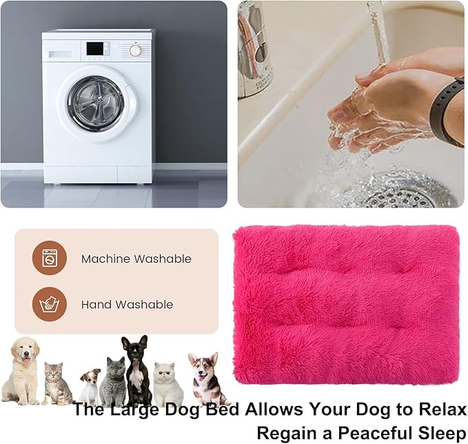 Dog Crate Mat, Dog Bed for Large Dogs, Comfy Fluffy Kennel Pad Anti-Slip for Dog beds & Furniture, Quilted Dog Bed for Pets for Medium/Small Dogs Cats (Color : Rose, Size : 20x14.9)