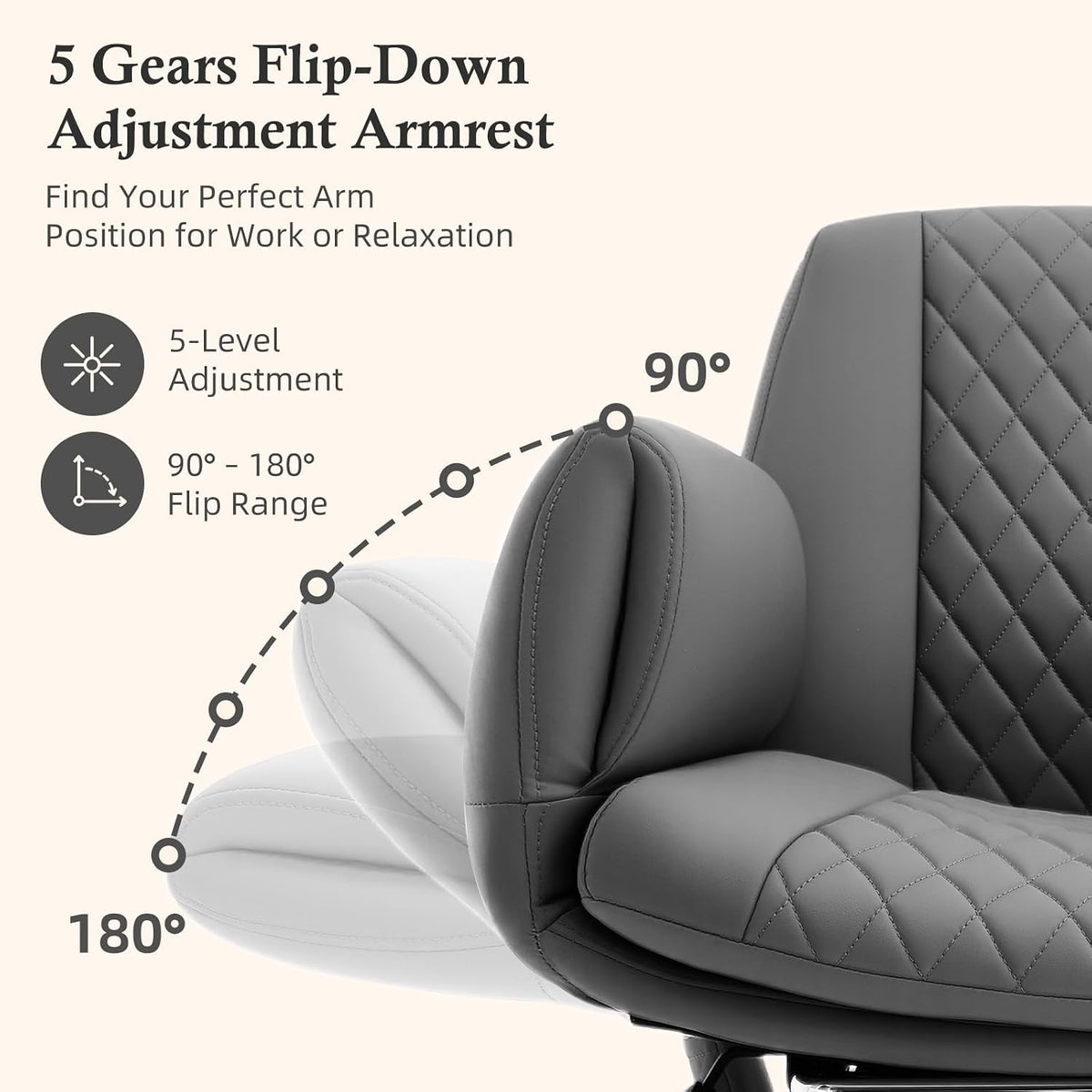 Criss Cross Office Chair with Footrest, Scratch-Resistant PU Leather, Grey