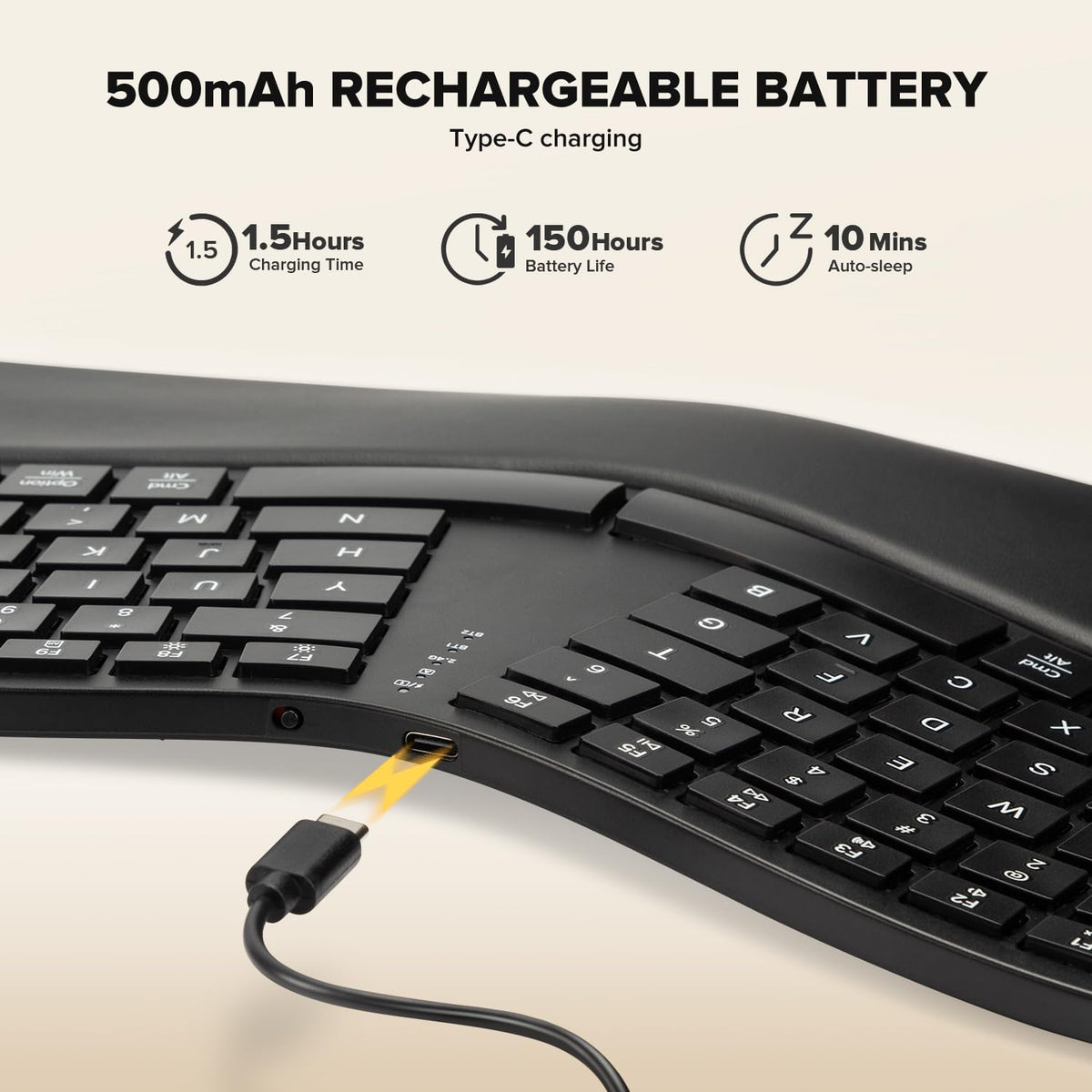 DELUX Ergonomic Wireless Keyboard, Ultra-Thin Split Ergo Keyboard (GM909)