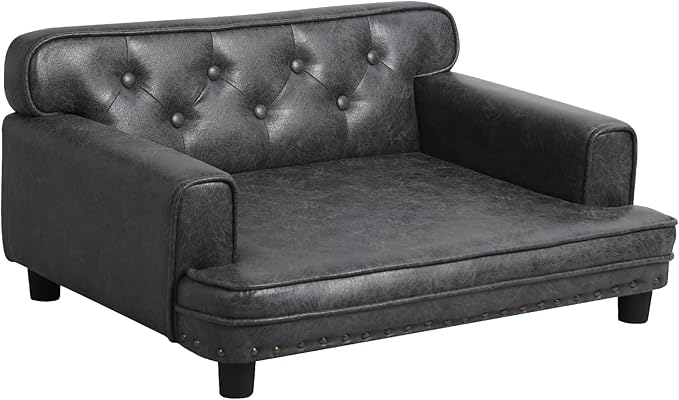 Dog Bed,Cat Bed,Dog Couch,Cat Couch,Puppy Bed,Pet Sofa,Pet Couch,Pet Bed for Cats, Wooden Frame and Suede Fabric,for Small Breeds Using (Grey)
