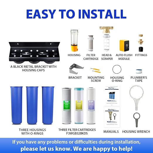 iSpring Whole House Water Filter System w/Auto-Flushing Spin Down Sediment