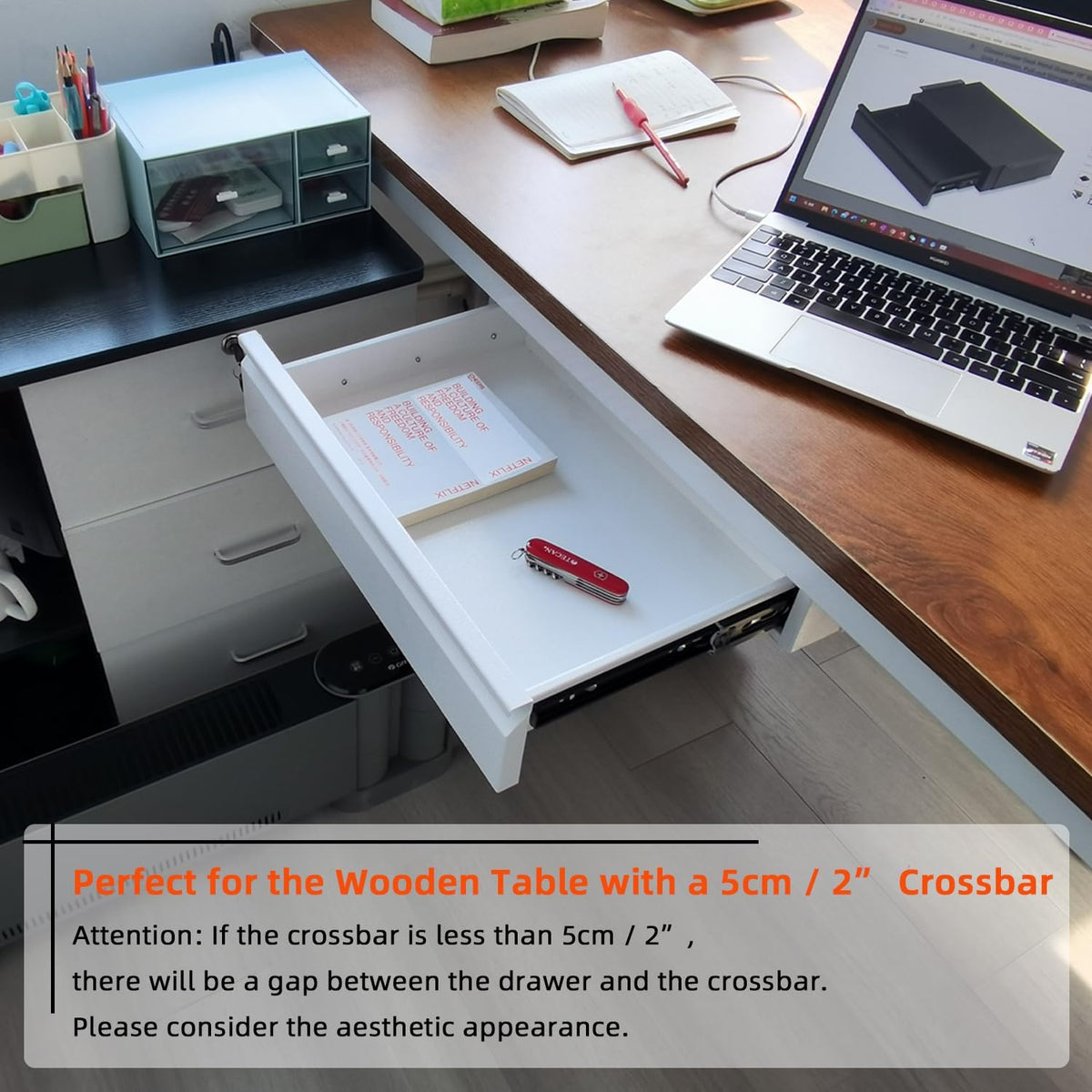 Under Desk Drawer 18”, Under Workbench Tool Storage Hanging Drawers