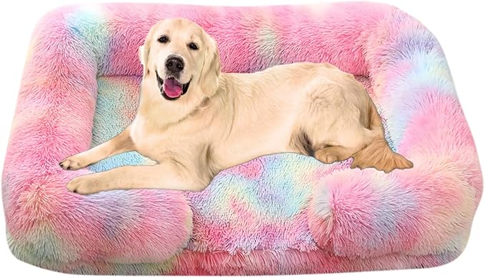 Dog Beds Large Sized dog Orthopedic, Sofa Dog Bed with Waterproof Lining and Nonskid Bottom, Rectangle Washable Dog Bed for Medium Small Dogs and Cats Comfortable ( Color : Pink , Size : 51 x 35" )