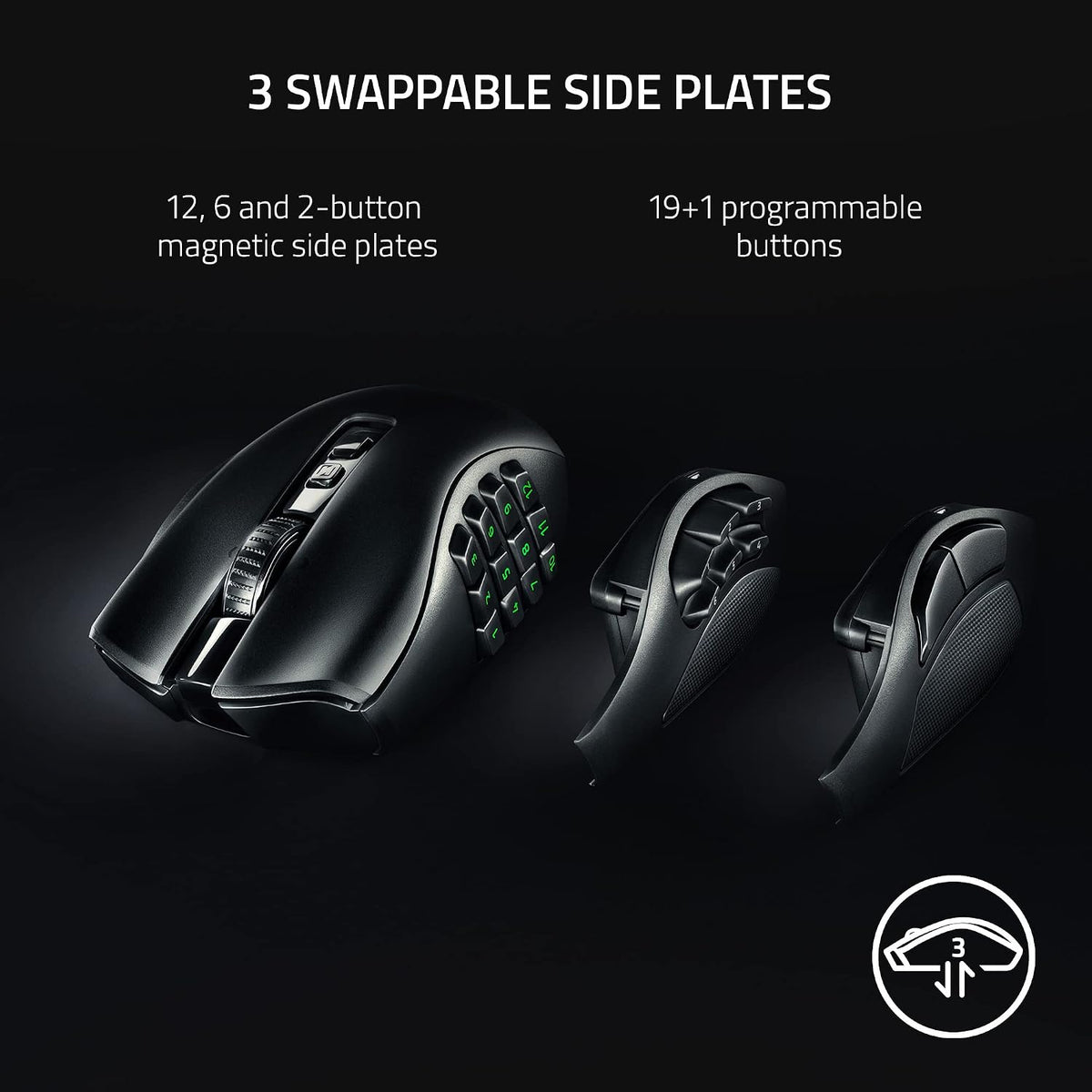 Razer Naga V2 Pro Wireless MMO Gaming Mouse, 300 Hr Battery, Black