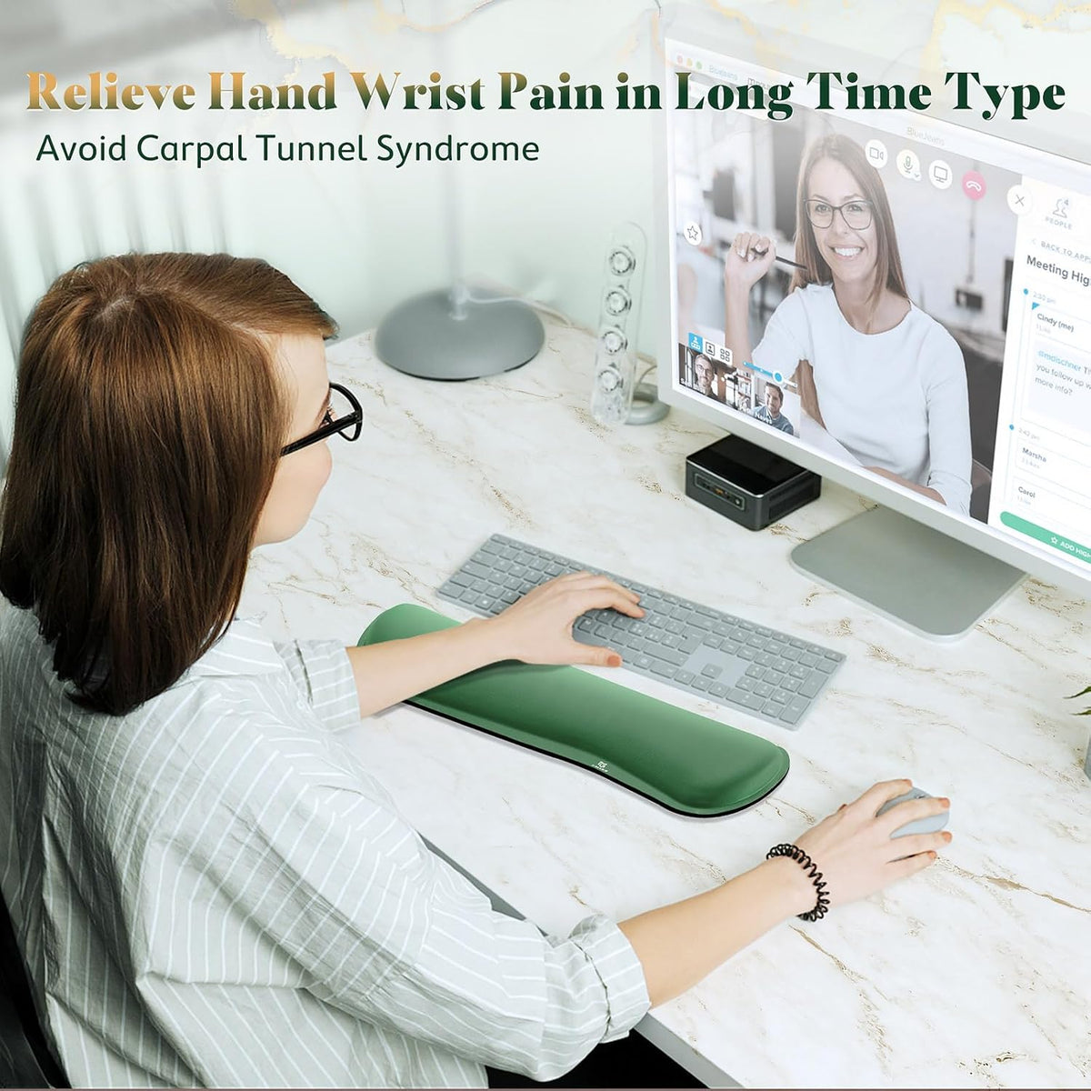 Gimars 17.3'' Extended Keyboard Wrist Rest Pad with 63D High-Density, Firm Memory Foam, Anti-Slip Rubber Base and Ergonomic Design for Typing Pain Relief,Office,Gaming, Computer, Laptop, Dark Green