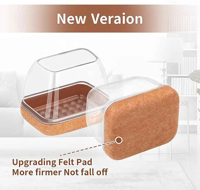 Ezprotekt 16 Pcs Rectangle Clear Felt Chair Leg Floor Protectors