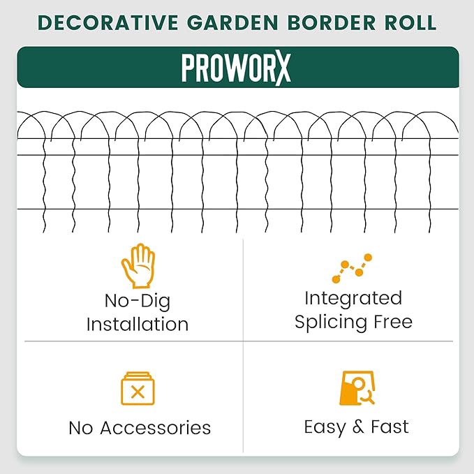 2 Rolls Black Garden Fence Border, 14 in x 40 ft Metal Folding Fence Wire Roll Garden Border Edging, Garden Fence Roll Flower Bed Fencing for Outdoor Yard