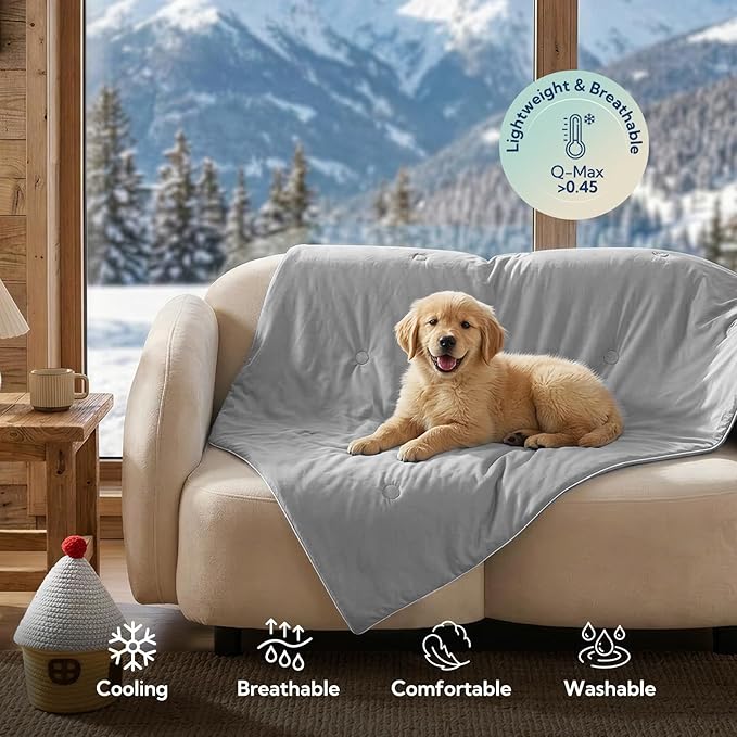 Soulbond Cooling Blanket for Medium Dogs - Q-MAX>0.45, Washable Cool Pet Cats Throw Blanket for Hot Weather, Self-Cooling Soft Dog Mat for Bed Crates Couch Sofa Cars(29"x40", Dark Gray)